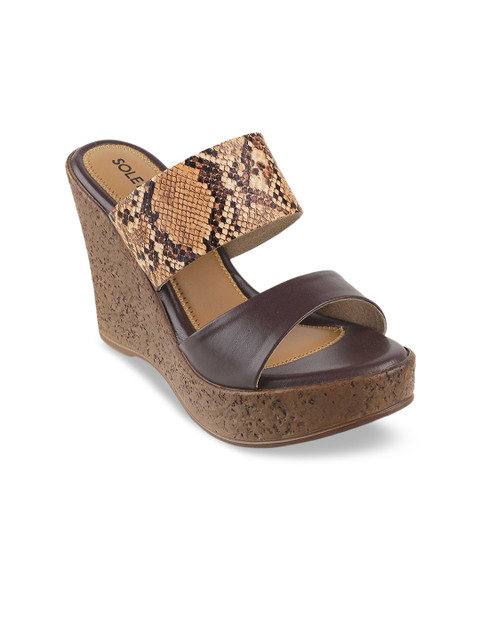 

SOLE HEAD Women Brown Animal Printed Heels