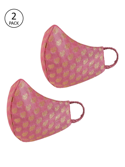 

Tossido Women 2 Pcs Purple Reusable 3-Ply Pure Chanderi Banarasi Protective Outdoor Masks