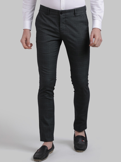 

Parx Men Grey Skinny Fit Checked Regular Trousers