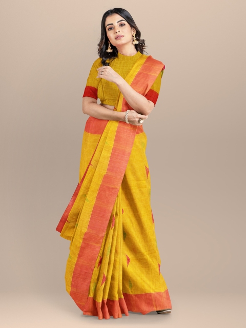 

BharatSthali Yellow Taant Woven Design Pure Cotton Saree