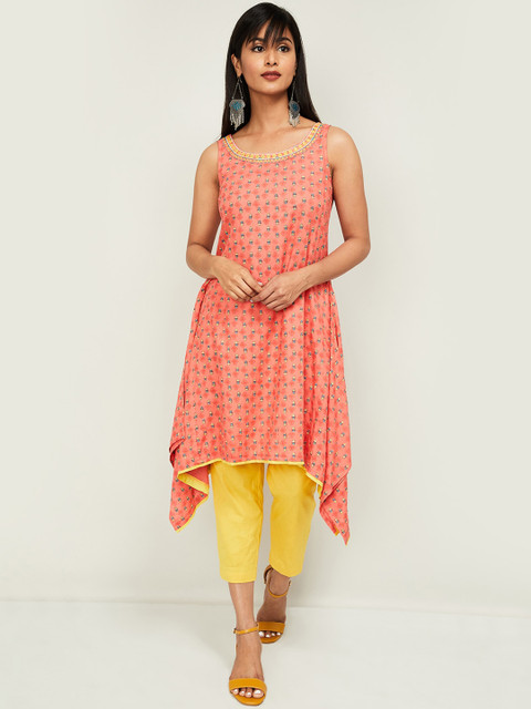 

Colour Me by Melange Women Coral Pink Printed Tunic