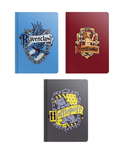 

MC SID RAZZ Set of 3 Multicoloured Hogwarts House Logos from Harry Potter Series A5 Notebooks, Multi