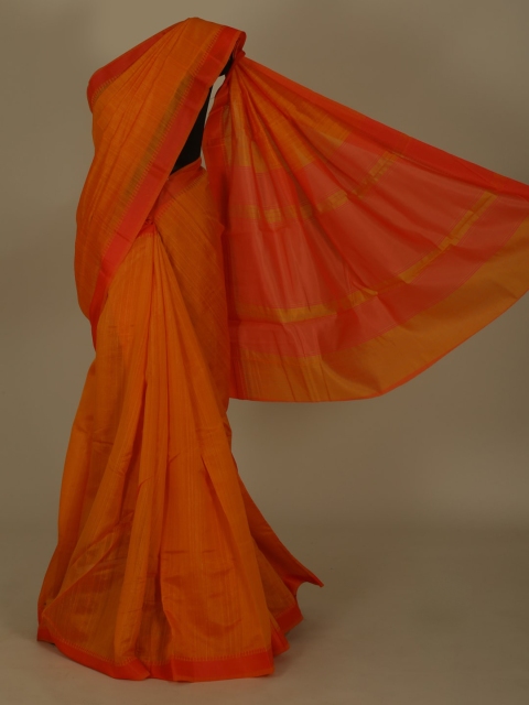 

Pothys Orange Solid Cotton Blend Saree