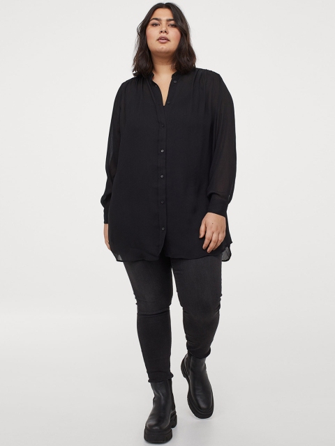 

H&M Women Black Solid H&M+ Crinkled Blouse