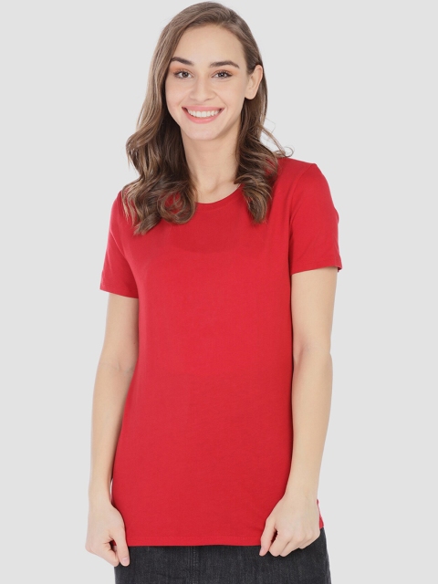 

GAP Women Red Short Sleeve Vintage Crew Neck T-Shirt