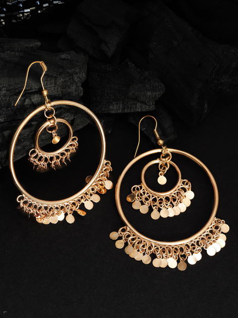 

Rubans Gold-Toned Contemporary Hoop Earrings
