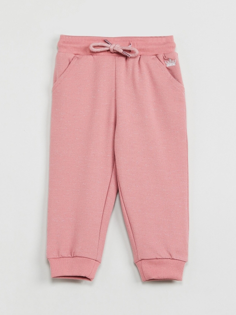 

max Infant Girls Pink Solid Straight-Fit Joggers