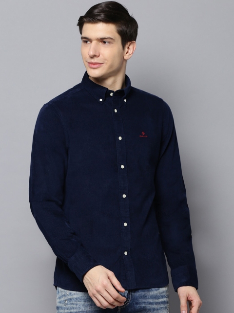 

GANT Men Navy Blue Regular Fit Solid Casual Shirt