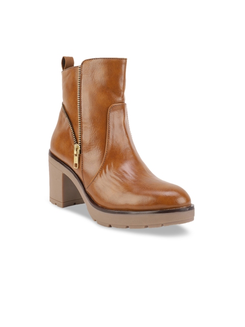 

Bruno Manetti Women Tan Solid Heeled Boots