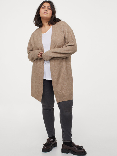 

H&M+ Women Beige Solid Long Cardigan