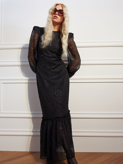 

H&M Women Black Long Lace Dress
