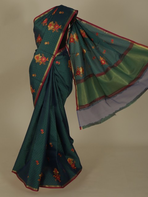 

Pothys Green Woven Design Jute Silk Saree