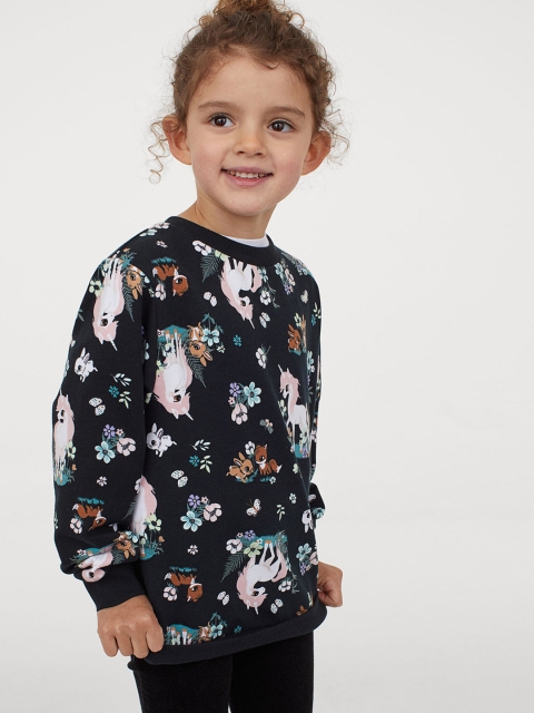 

H&M Girls Black Printed Sweatshirt