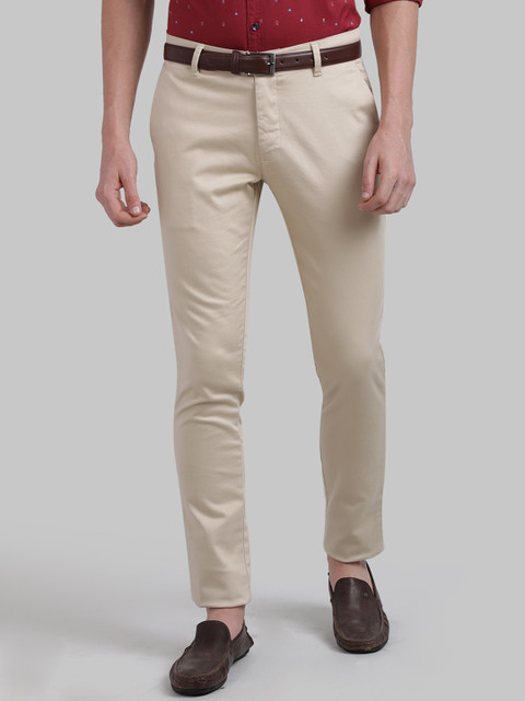 

Parx Men Khaki Skinny Fit Solid Formal Trousers