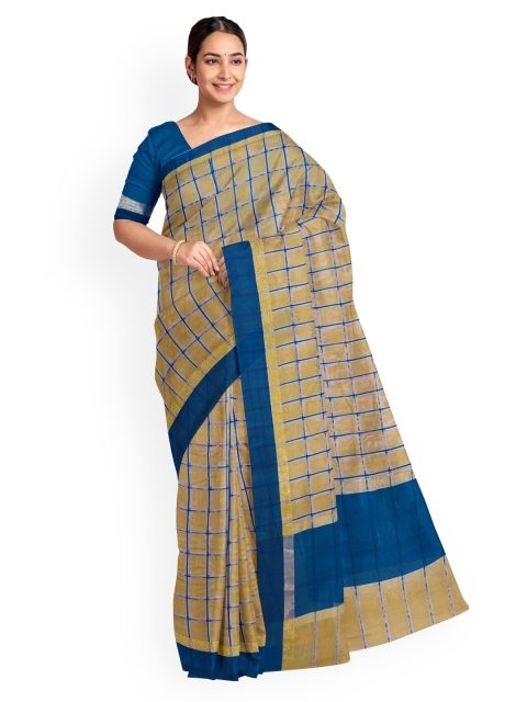 

KLM Fashion Mall Beige Checked Saree