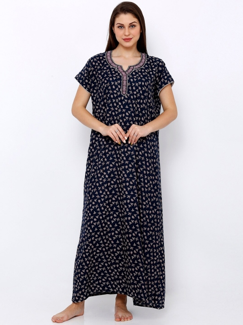 

Pretty Awesome Women Navy Blue & Pink Printed Nightdress
