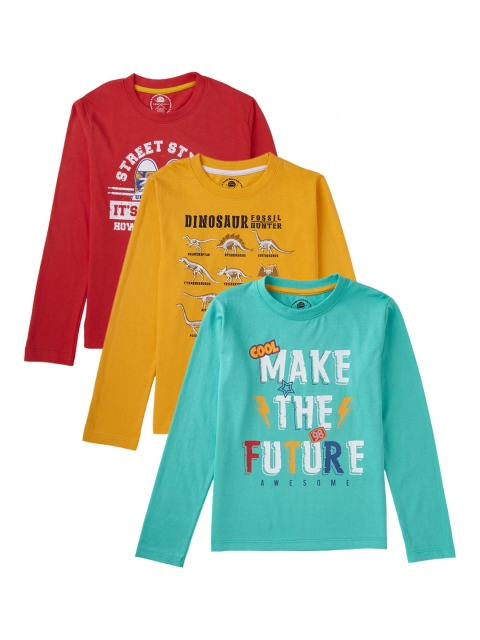 

Cub McPaws Boys Multicoloured Pack of 3 Printed Round Neck T-shirt, Multi