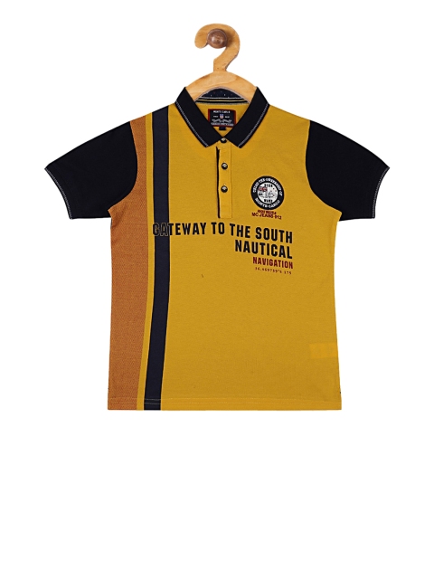 

Monte Carlo Boys Mustard Colourblocked Polo Collar T-shirt