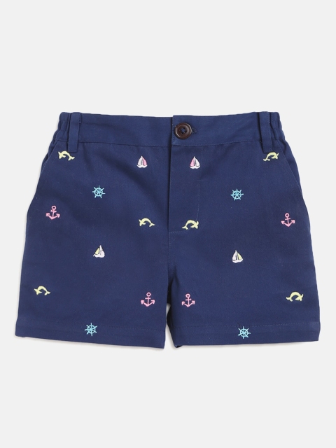

Nauti Nati Boys Navy Blue Printed Regular Fit Regular Shorts