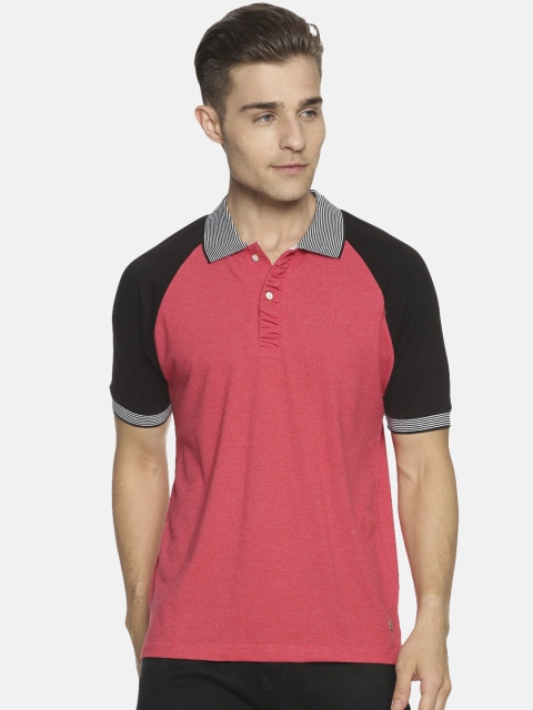 

Campus Sutra Men Pink Colourblocked Polo Collar T-shirt
