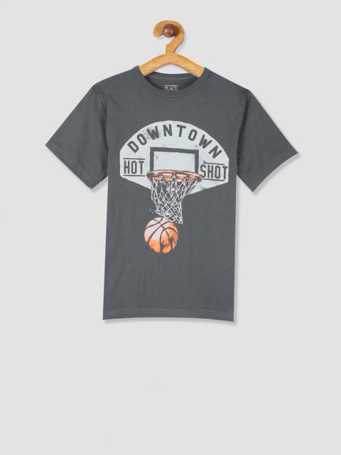 

The Childrens Place Boys Grey Printed Round Neck T-shirt