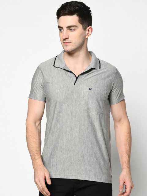 

Duke Men Grey Solid Polo Collar T-shirt