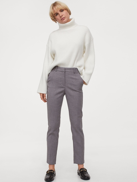 

H&M Women Grey Solid Cigarette Trousers