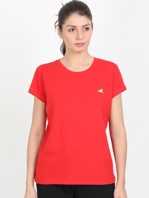 

SPARROWHAWK Women Red Solid Round Neck T-shirt