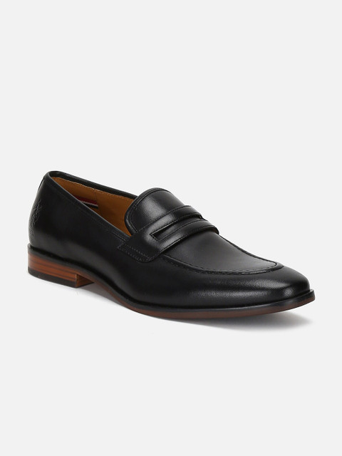 

U.S. Polo Assn. Men Black Solid Leather Formal Slip-Ons