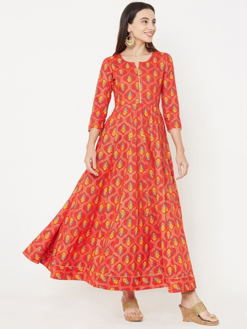

FASHOR Women Red Printed Peplum Dress