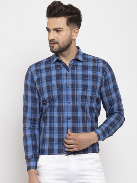 

JAINISH Men Blue Regular Fit Checked Formal Shirt