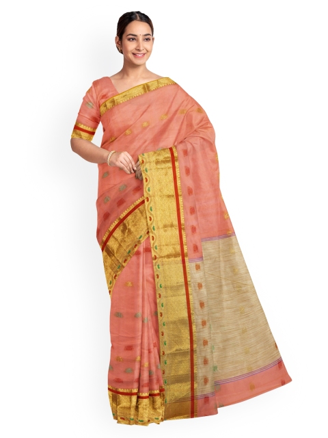 

KLM Fashion Mall Peach-Coloured Woven Design Saree
