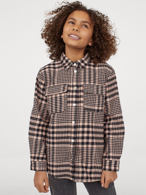 

H&M Girls Beige & Black Cotton Twill Shirt Jacket