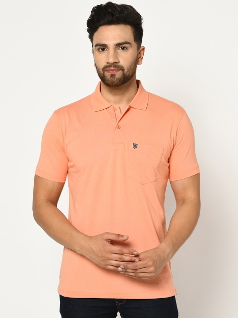 

Duke Men Pink Solid Polo Collar T-shirt