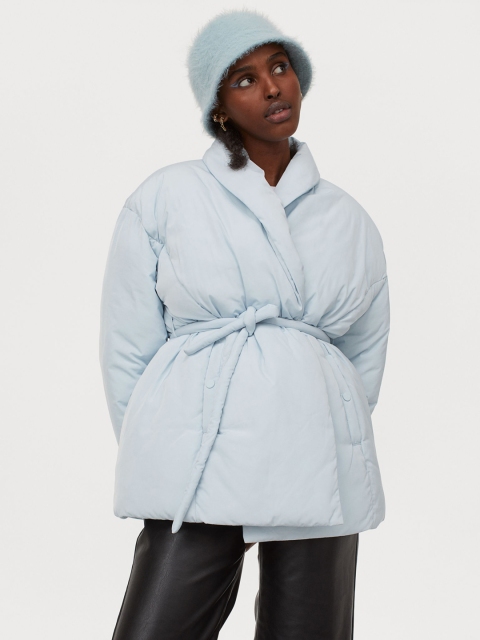 

H&M Women Blue Solid Padded Jacket