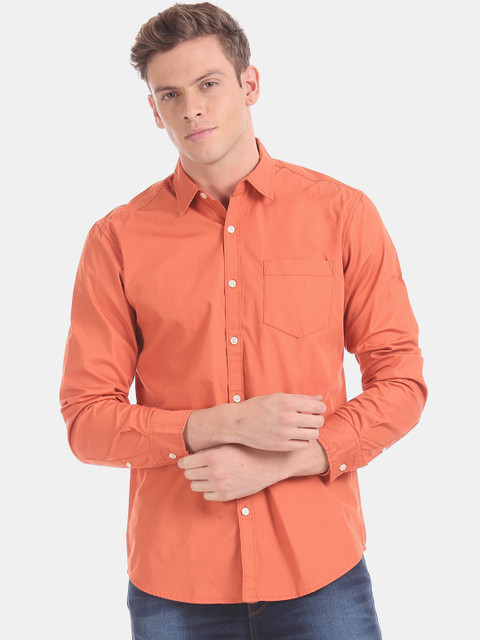 

Flying Machine Men Orange Regular Fit Solid Casual Shirt