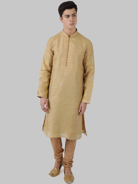 

Ethnix by Raymond Men Gold-Toned Woven Design Straight Kurta