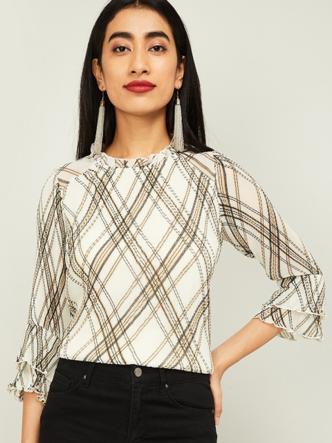 

CODE by Lifestyle Women Beige Checked Top