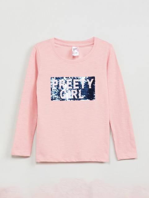

max Girls Pink Printed Round Neck T-shirt
