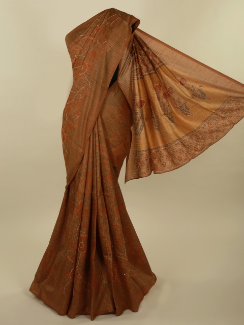 

Pothys Brown Woven Design Jute Silk Saree