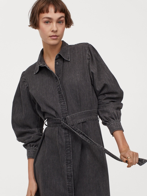 

H&M Women Black Denim Shirt Dress