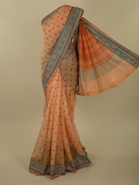 

Pothys Orange Printed Supernet Saree