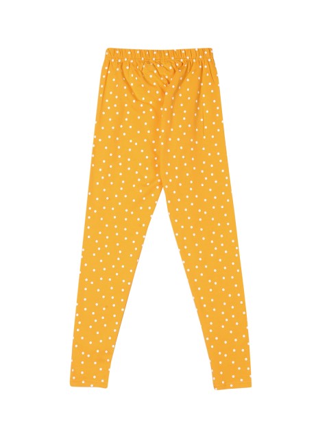 

Cherokee Girls Yellow & White Polka Dot Printed Ankle-Length Leggings