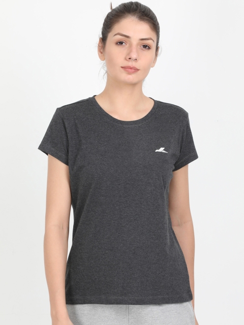 

SPARROWHAWK Women Charcoal Solid Round Neck T-shirt