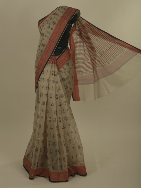 

Pothys Cream-Coloured Woven Design Supernet Saree
