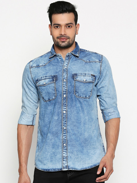 

Lawman pg3 Men Blue Regular Fit Faded Casual Shirt