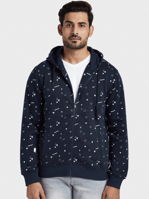 

ColorPlus Men Navy Blue Printed Hooded Sweatshirt