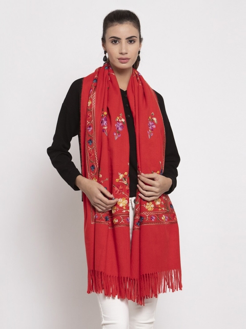 

Global Republic Women Red Floral Embroidered Stole