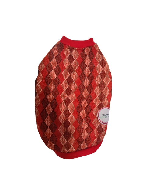 

PETS EMPIRE Red & Orange Woven Design Dog Sweater