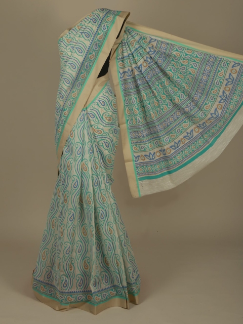 

Pothys Cream-Coloured Printed Supernet Saree